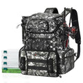 Piscifun Fishing Tackle Backpack with Rod Holders & 4 Tackle Boxes, 42L Outdoor Fishing Bag with Waterproof Rain Cover - color: Camouflage