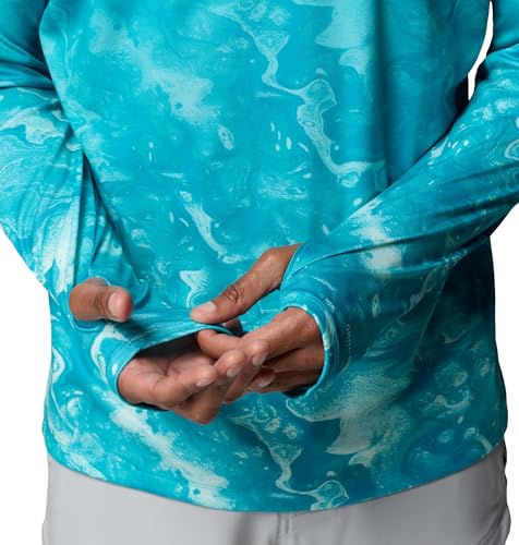 Columbia Men's Pfg Super Terminal Tackle Vent Hoodie - color: Ocean Teal Aerials Fade, size: X-Large