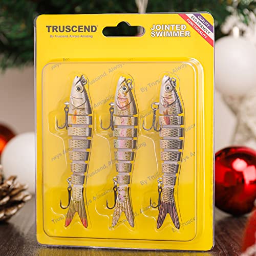 TRUSCEND Swimmax Easy Catch Fishing Lures with BKK Hooks, Wiggling, Vibrating, Rattling and Gurgling for More Bites, Heavy-Duty Dyneema Fiber Jointed Swimbaits for Bass, Trout, Crappie, Walleye, Pike - color: B-4",0.4oz