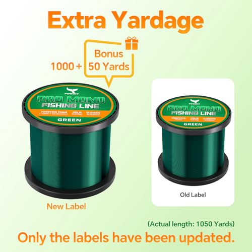 Monofilament Fishing Line with Knot Guide Card, Tangle-Free Snap Ring for No More Mess, Low Memory Smooth Casting Nylon Mono String, 15/20/30/50/80LB, 220-1050 Yards - color: Green, size: 20LB 1050Yards