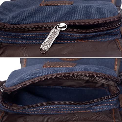 Canvas Waist Pack Drop Leg Bag for Men, Blue | Fanny Pouch, Tactical, Hiking Travel, Outdoor Climbing, Motorcycle Bike Rider Cycling - color: Blue