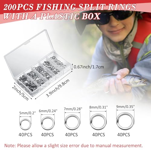 Skylety 200 Pcs Fishing Stainless Steel Split Rings, 50 Treble Hooks, Lure Tackle Connector Fishing Pliers, Fish Lanyard and 876 Lure Eyes for Tackle Fish - color: Red