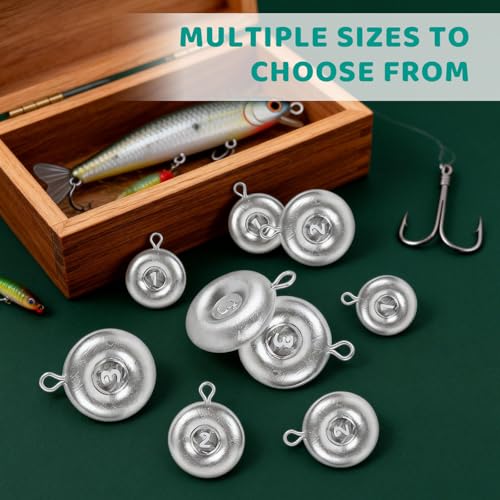 Disc Sinkers Lead Fishing Weight, Coin Sinkers for Saltwater Freshwater Fishing Weight, Surf Fishing Trolling Catfishing Weight Tackle 1oz 2oz 3oz - size: 1oz-24pcs