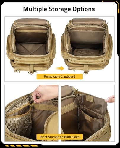 CVLIFE Tactical Range Backpack with Removable Divider, Gun Cases Bag with 4 Pistol Carrying Cases, Rucksack for Shooting (Tan, Medium) - color: Tan