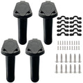 ISURE MARINE 4pc Kayak Fishing Rod Holder - Plastic Flush Mount Boat Rod Holders with Cap Cover for Canoe and Fishing Tackle Accessory