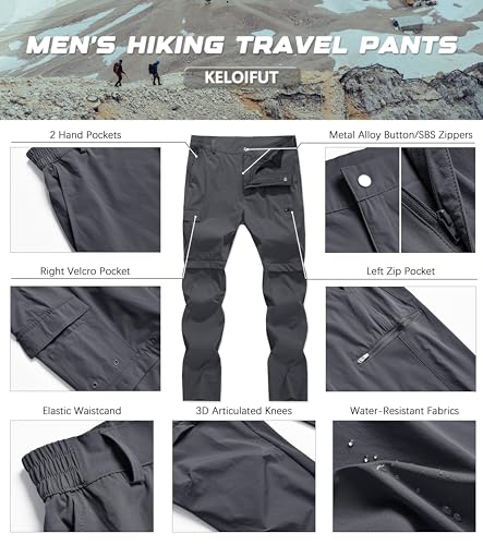 Men's Convertible Hiking Pants Zip Off Quick Dry Lightweight Safari Travel Camping Fishing Cargo Outdoor Pants - color: Grey, size: 32