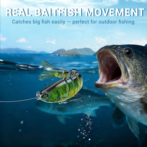 Keenjorika Fishing Lures Multi Jointed Fish Fishing Kits, Slow-Sinking Lifelike Segmented Swimbait Crankbaits, Realistic Swimming Action for Bass, Trout, Pike & Walleye, Freshwater and Saltwater - color: 5 Pack-Style 1