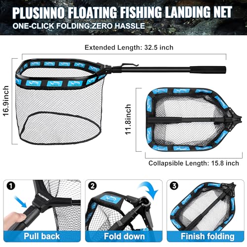 PLUSINNO Fishing Gear,Fsihing Backpack with Floating Fish Net,Tackle Boxes,Waterproof Fishing Tackle Bag,Fish Gifts for Men - color: Black Camo Backpack With Fishing Net