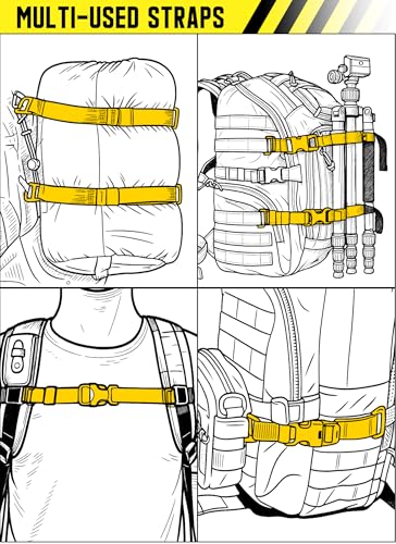 Molle Tactical Backpack Straps 24" Adjustable, Rush Tier System Molle Accessories for Military Assault Backpack Army Rucksack Attachment Nylon Compression Tie Down Strap for Tripod Gear, Sleeping Bag - color: Khaki 4packs, style: Style B
