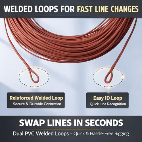 Aventik Intermediate & Sinking Fly Fishing Line Series – WF Fly Line 1.5IPS/3IPS/5IPS with Low Memory Braided Core, Smooth Casting, Welded Loops, 100FT Sink Line for Trout Bass Streamer Fishing - color: Transparent-1.5IPS, size: WF6I