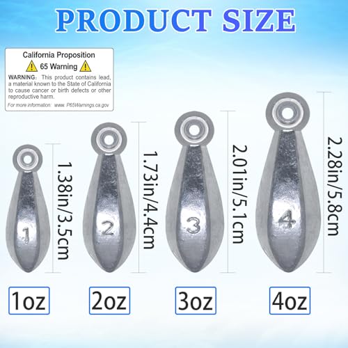 Fishing Weights Sinkers Bank Fishing Lead Sinkers Bullet Fishing Weights Ocean Saltwater Surf Fishing Gear Fishing Assortment 1oz 2oz 3oz 4oz - style: 2oz-8pcs