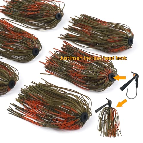 18 Bundles Silicone Jig Skirts 40 Strands Silicone Fishing Unbrella Replacement Skirts Quick Chang for Spinnerbait Bass Jig Lure Making Accessories - style: Red&green-18pcs