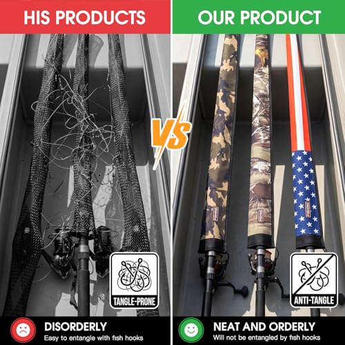 Premium Fishing Rod Sleeve – Floating, Puncture Resistant,Protective Sock for Casting, Spinning, Trolling Fishing Rods for Fishing Poles6'-8' - color: Camouflage, style: Spinning（3.54" opening）