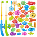 Magnetic Fishing Pool Toys Game for Kids Toddlers, Water Table Bathtub Toy with Pole Rod Net Plastic Floating Fish, Water Bath Pool Outdoor Toys for Kids Toddlers Baby Age 3 4 5 6 Year Old - style: 35 fish