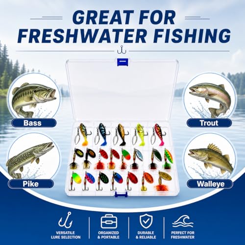 Fishing Spinner Lures Kit 10/15/16/20PCS, Inline Spinner Baits with Treble Hooks and Feather Tails, Metal Fishing Lures for Trout Bass Salmon Panfish, Multi-Color Freshwater Fishing Tackle Set - size: 20PCS/Premium Set