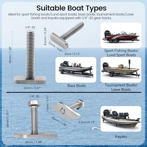 Hitorhike Side Track Fishing Rod Holder Mount, Heavy-Duty Side-Mounted Base, Compatible with 2 Mounting Bolt Options for Lund Sport,Lowe, Bass Boats&Kayaks - style: Side Track Mount Fishing Rold Holder 2-pack