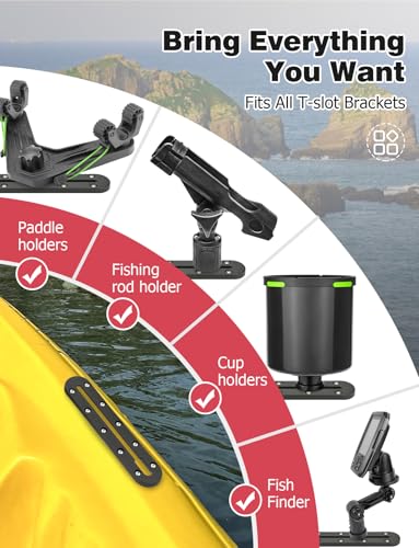 Mellbree Kayak Track, 9Inch Kayak Rail Mount Kayak Low Profile Track for Fishing Rod Holder, Fish Finder, Cup Holder, Anchor Cleats - size: 9 inch - 2pcs