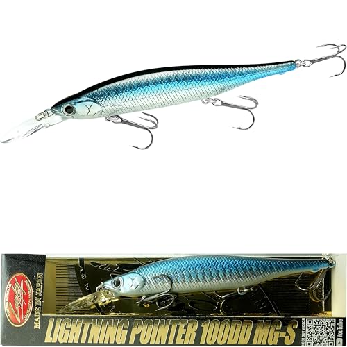 LUCKY CRAFT Lightning Pointer 100DD MG-S Fishing Lures, 4” Suspending Jerkbait Bass Lure, 15ft Depth Hard Bait, Freshwater Trout Lures, Premium Fishing Gear and Freshwater Tackle Box Equipment - color: 325 Zebra Aurora Black