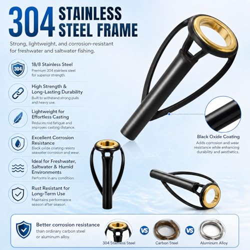 50PCS Fishing Rod/Pole Replacement Stainless Steel Tip Tops Repair Kits for Surf,Spinning, Casting - color: C-BMGT-49PCS