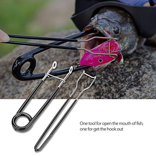 Tbest Jaw Spreader for Pike,Fish Mouth Spreader,Stainless Steel Fish Hook Remover Extractor Mouth Opener Jaw Spreader Hook Remove Saltwater Fishing Tool Set Kit Fishing Jaw Spreader