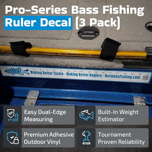 Harmony Fishing - Pro-Series 21" Bass Fishing Ruler Decal with Weight Estimator (3 Pack)