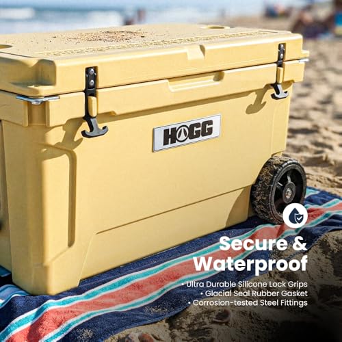 Hogg Rotomolded Coolers, Ice Chest with Wheels, Wheeled Cooler, Rotomolded Ice Chest, Dry Storage, Fishing and Camping Items, Birthday Gifts for Men - color: Frosted Gray, size: 65qt