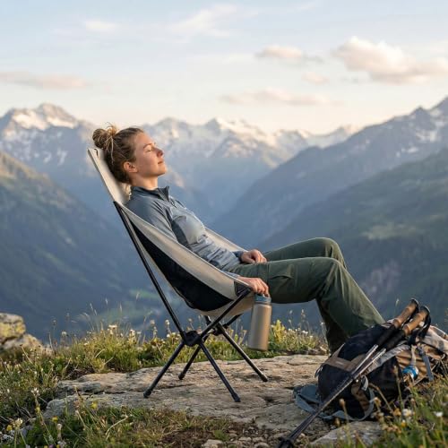 Wind Tour Portable Camping Chair Foldable Outdoor Chair for Hiking Camp Backpacking Lawn Beach Fishing Picnic with Carry Bag (High-Back | White) - color: High-back | White