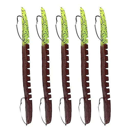 DeLong Lures – Made in USA 6" Bass Fishing Worms, Pre-Rigged Weedless & Unrigged Soft Plastic Baits, Anise-Scented Durable Lures for Freshwater & Saltwater - color: Pumpkinseed