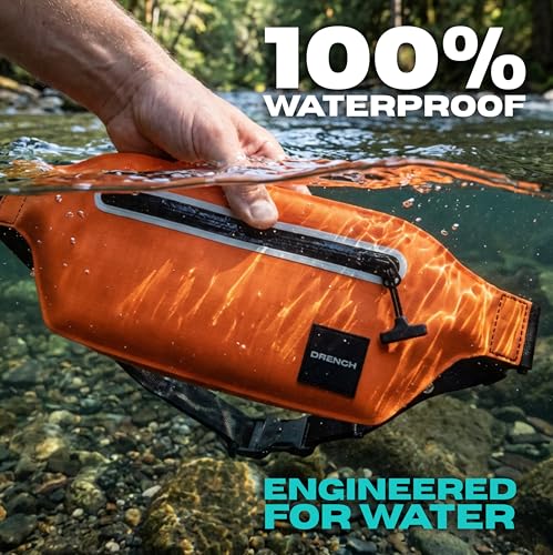 Drench Waterproof Fanny Pack & Waterproof Phone Pouch Set | IPX8 Submersible Waist Pack Dry Bag for Fishing, Hiking, Camping, Kayaking, Paddle Boarding & Water Sports | Orange - color: Orange