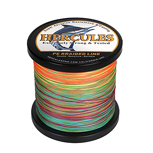 HERCULES Braided Fishing Line 12 Strands, 100-2000m 109-2196 Yards Braid Fish Line, 10lbs-420lbs Test PE Lines for Saltwater Freshwater - color: Multicolor - 12 Strands, size: 10lbs - 500m - 0.12mm