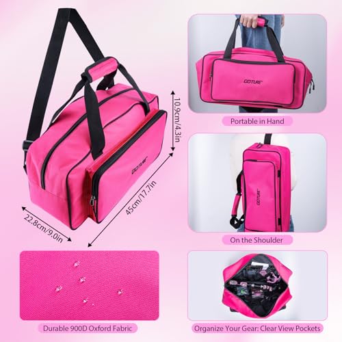 Goture Pink Fishing Rod and Reel Combo - ML Action Spinning Reel Pole with Pink Bag - Telescopic Rod Kit for Starter Travel Saltwater Freshwater, Gift for Woman - color: 2 Pink Poles - Duffle Bag without Bottle Opener, size: 8FT/2.4M