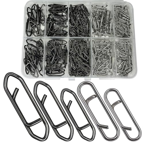 Fishing Power Clips, 200pcs Fishing Speed Clips for Fishing Lure Quick Change, High Strength Stainless Steel Clips Snap Freshwater Saltwater Crankbait Popper Lure Connector Tackle