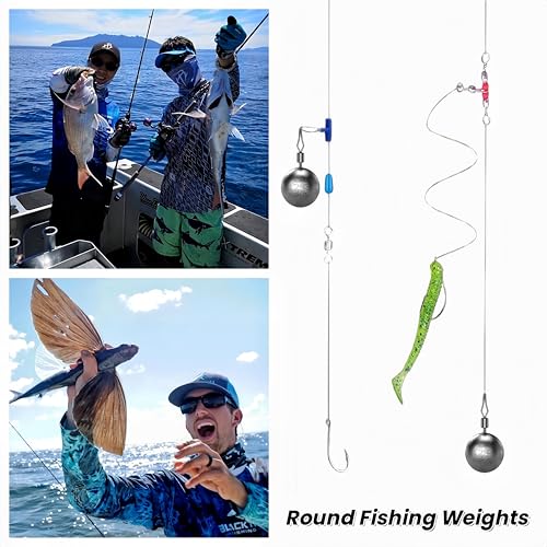 50Pcs Round Fishing Weights Sinkers Ball Fishing Weights Casting Drop Shot Sinkers Catfishing Sinkers Lead Weights Sinkers with Barrel Swivels for Saltwater Freshwater Fishing-(3.5-10g) - size: 1/8oz(3.5g)-50 Pack