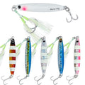 Saltwater Fishing Lures Metal Jigs Vertical Jigging Lure with Treble & Double Assist Hooks, 35-100g 6 pack Laser Glow Spoon Speed Sinking Slow Pitching Jig Offshore Targeting Tuna Mahi-Mahi Yellowtail - size: 60g/2.12oz