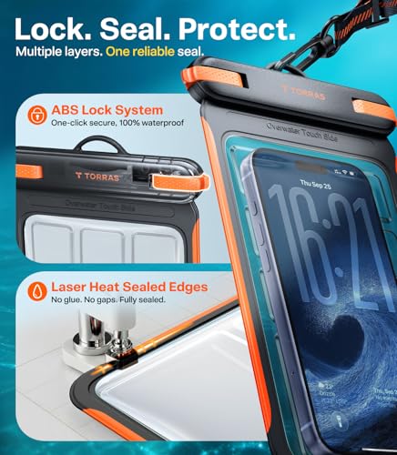TORRAS IPX8 Waterproof Phone Pouch Floating, Underwater Screen Touchable, Water Proof Case with Lanyard for iPhone 17 Pro Max 16 S26, Cellphone Dry Bag Cruise Essentials 7.0 inch, Black - color: 1 Pack-Black