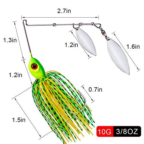 Spinnerbait Fishing Lure, Hard Metal Jig Spinner Baits Kits Swimbait for Bass Trout Pike Salmon Walleye Freshwater Saltwater 5pcs/Pack - color: Spinnerbait 5pcs/set 1, size: 3/8oz
