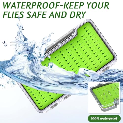 RoundFunny Fly Boxes for Fly Fishing Silicone Waterproof Fly Fishing Box Super Slim Fly Fishing Tackle Trays Box Best Pocket Storage Size 7.36"L x 0.63"W x 4.02"H Could Holds 134 flies(Waterproof)
