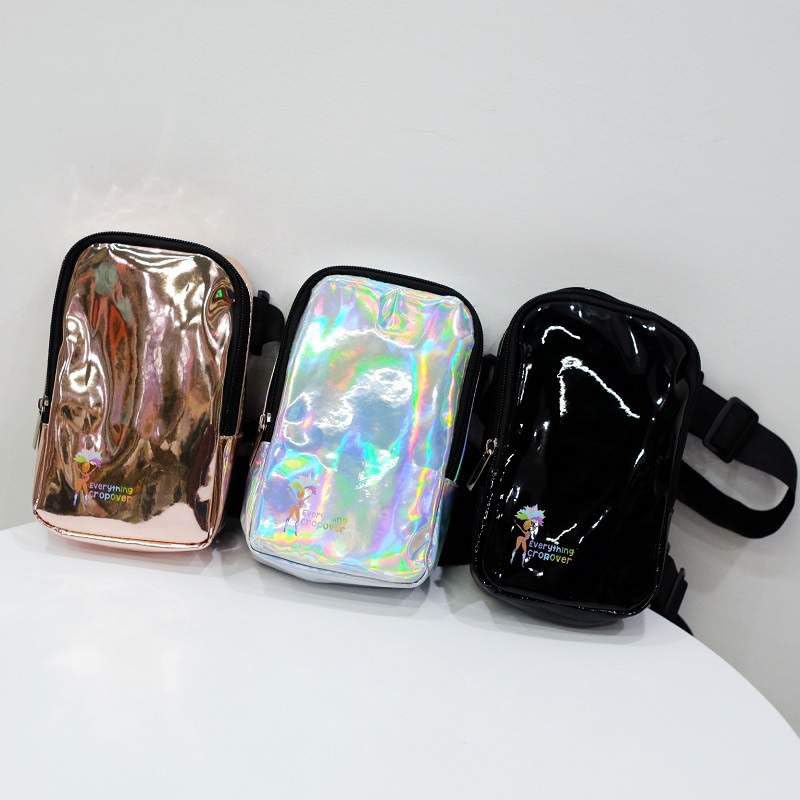 Holographic Thigh Bag | Leg Harness for Women | Outdoor Waist Pouch | Carnival Hiking Travel Fanny Pack with Adjustable Straps | Silver - color: Silver