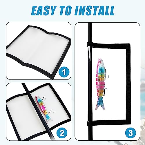 SILANON Fishing Lure Wraps Covers,4/8 Packs Clear PVC Lure Covers Durable Fishing Bait Cover Easily See Lures Fishing Hook Covers Bait Storage Protector Keep Fishing Safe for Fishing Rod - color: Black, size: 4Pack - Large (8.0"x4.3")