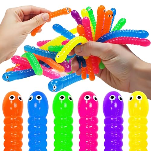 36 PCS Colorful Stretchy Strings Sensory Fidget Worm Toys Party Favors Pack for Kids & Adults Perfect Stocking Stuffers for Boys & Girls