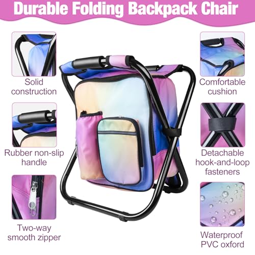 Kikerike Backpack Stool Cooler Chair Heavy Duty 300 LBS Max Load Portable Lightweight Stool Backpack Folding Fishing Cooler Seat for Camping Hunting Fishing - Multicolor - color: Multi Color