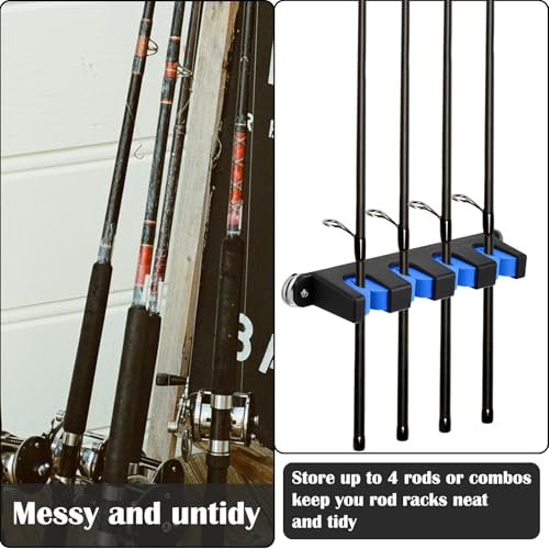 Seenelling 2 Pcs Magnetic Fishing Rod Holder for Car Fishing Pole Rack Vertical Rod Storage Holders for Truck Bed Boat Wall Garage Door - color: Blue, size: 4 Rods