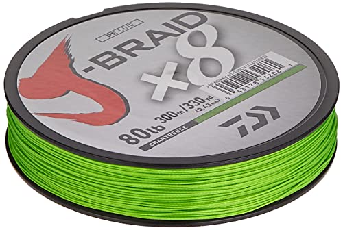Daiwa J-Braid 300M 8-Strand Woven Round Braid Line - color: CHARTREUSE, size: 65 lb