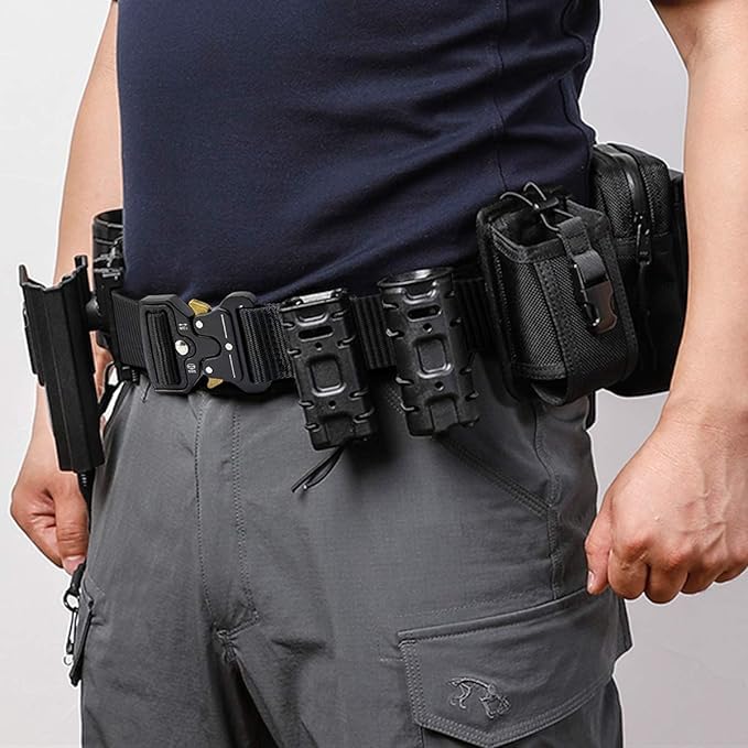 DOOPAI Tactical Belt for Men, 3Pack Military Nylon Web with Heavy Duty Quick Release Metal Buckle - color: 23 Black/Black/Black, size: 28-42 Waist Adjustable 125 cm (3 Pack)