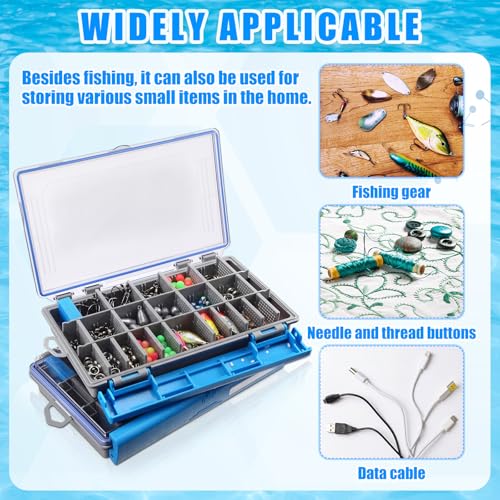 Junkin 6 Pack 3600 Fishing Tackle Boxes Waterproof, High-vis Blue Lure Organizer Trays with Removable Dividers, Airtight Bait Storage Case for Bass Fishing Backpacks & Kayak Gear Accessories - color: Blue, size: 3600