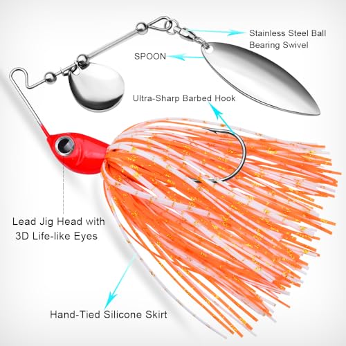 Spinnerbait Fishing Lure, Hard Metal Jig Spinner Baits Kits Swimbait for Bass Trout Pike Salmon Walleye Freshwater Saltwater 5pcs/Pack - color: Spinnerbait 5pcs/set 2, size: 3/8oz