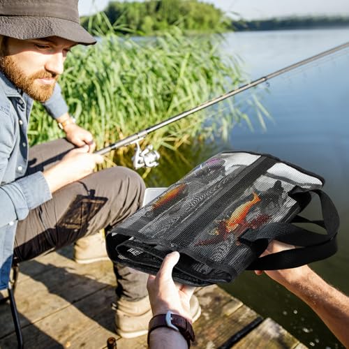 2 Pack 5 Pocket Lure Bag 24.8" x 11.4" Fishing Big Bait Bag Trolling Roll up Tackle Wrap Storage Organizer with Clear PVC Protective Cover for Lures, Bait, Terminal Tackle - size: 24.8" X 11.4"
