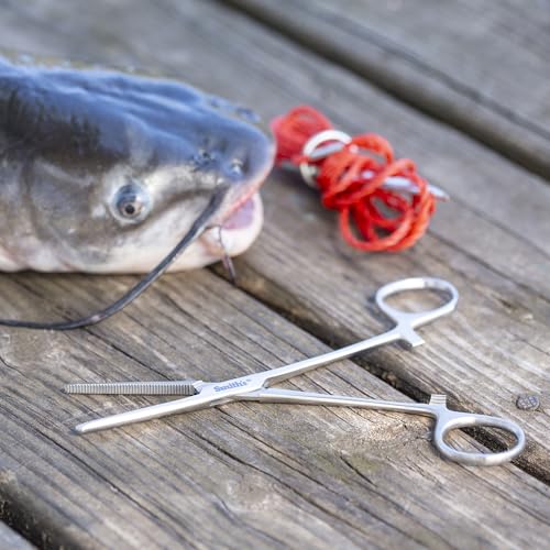 Smith’s 51393 6.5” Fly Fishing Forceps | Stainless Steel Material | Large Finger Loops | Three Locking Positions | Serrated Jaws | Fly Fishing Forceps | Hook Remover