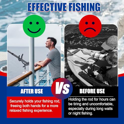 NYXOVA Fishing Rod Holders for Boat, 8 Pack 20 Degree Angle 4 Inch Sure Grip Steel Boat Rod Holders with Mounting Base, PVC Dipped Fishing Pole Holders for Boat, Ship, Yacht