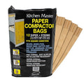 Kitchen Master Super Strong Compactor Bags (12 Pack) | Precuffed, Garbage Compactor Bags, Kitchen Liner, Paper Trash Bin Press, Kitchen Essential, Paper Garbage Press Liner - size: 1 Count (Pack of 12)